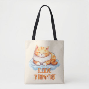 Tote Bag Adorable Tabby Orange Chat - Je tente mon meilleur