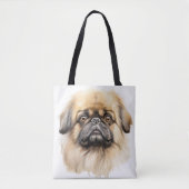 TOTE BAG ADORABLE TAN PEKINGESE PUPPY CHIEN (Devant)