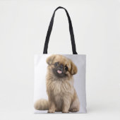 TOTE BAG ADORABLE TAN PEKINGESE PUPPY CHIEN (Devant)