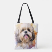 TOTE BAG ADORABLE WATERCOLOR LHASA APSO CHIEN (Dos)