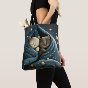 TOTE BAG ADORABLES CHATONS DORMANT DANS DES COUVERTURES SOU