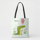 Tote Bag Adorables Reptile Dessin Alligator Personnalisé (Devant)