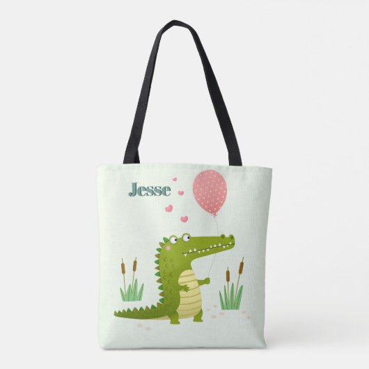 Tote Bag Adorables Reptile Dessin Alligator Personnalisé (Dos)