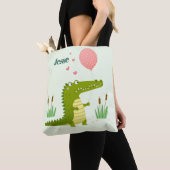Tote Bag Adorables Reptile Dessin Alligator Personnalisé (De près)