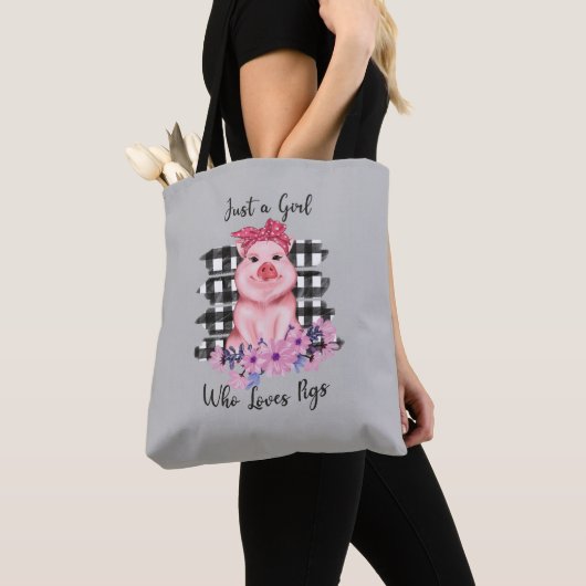 Tote Bag adoratrice de porc mignonne filles (De près)