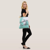 Tote Bag Adventure Await White World Map & Mint (Sur le modèle)