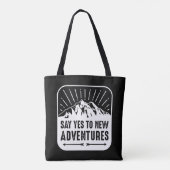 Tote Bag Adventure Awaits Vintage Black and White (Dos)