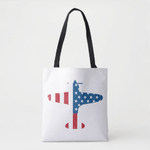 Tote Bag Aéronef avion USA Drapeau Vétérinaire Cadeau de pi