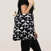 Tote Bag Aéronefs à vol noir conception motif d'avion (De près)