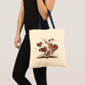 Tote Bag Aesthetic Open Book & Magical Hearts Canvas Bag (Devant (produit))