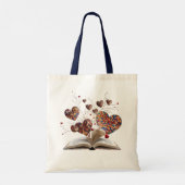 Tote Bag Aesthetic Open Book & Magical Hearts Canvas Bag (Dos)