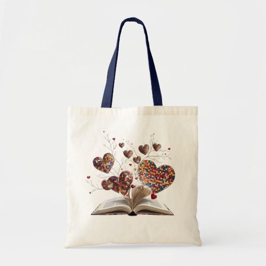 Tote Bag Aesthetic Open Book & Magical Hearts Canvas Bag (Devant)