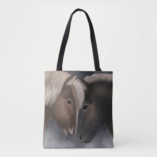 Tote Bag Affection arctique : Chevaux islandais en Embrac n (Devant)