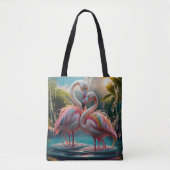 Tote Bag Affection éternelle : Embrasser les Flamants roses (Devant)