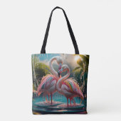 Tote Bag Affection éternelle : Embrasser les Flamants roses (Dos)