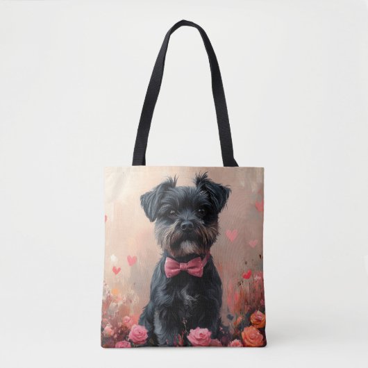 Tote Bag Affenpinscher avec Rose - Saint Valentin (Devant)