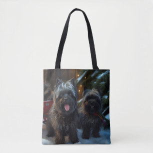 Tote Bag Affenpinscher Promenade en traîneau Noël Décoratio