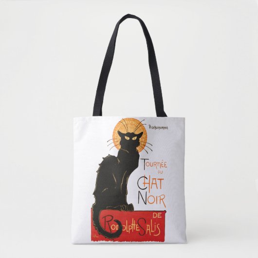 Tote Bag Affiche Classique Chat Noir de Steinlen en Noir (Devant)