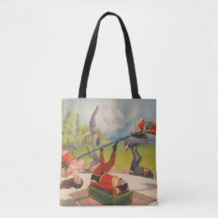 Tote Bag Affiche de cirque montrant des actes acrobatiques,