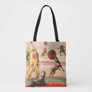 Tote Bag Affiche De Cirque Montrant Des Clowns Avec Des Chi