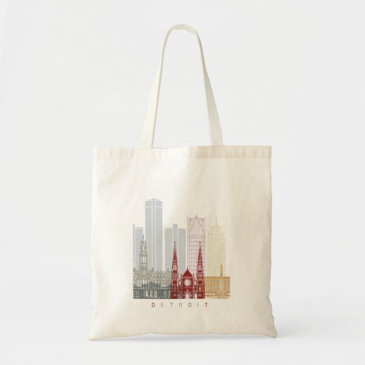 Tote Bag Affiche de la ligne d'horizon de Détroit (Devant)