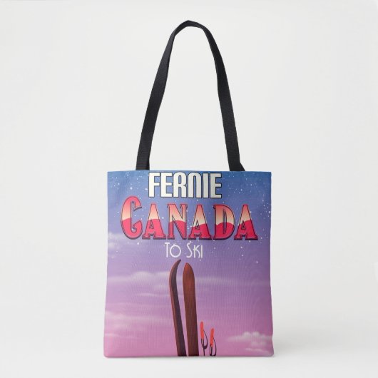 Tote Bag Affiche de voyage de ski à Fernie Canada. (Devant)