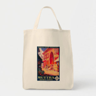 Tote Bag Affiche de voyage de temple de Muttra Krishna