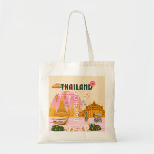 Tote Bag Affiche de voyage rétro vintage Bangkok Thaïlande