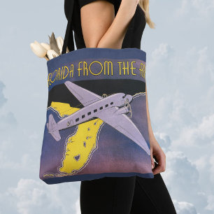 Tote Bag Affiche de voyage vintage, Floride vue du ciel Avi