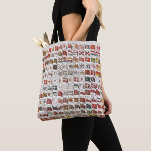 Tote Bag Affiche des drapeaux nautiques antiques du monde