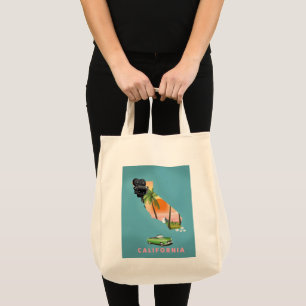 Tote Bag affiche illustrée de la carte en Californie