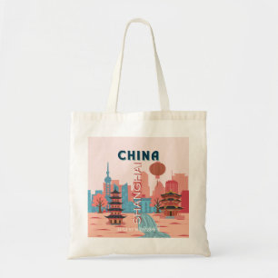 Tote Bag Affiche rétro vintage de voyage à Shanghai Chine