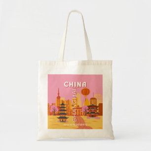 Tote Bag Affiche Vintage de Voyage à Shanghai Chine