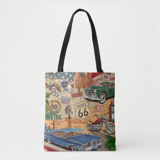 Tote Bag Affiche vintage Route 66. (Devant)