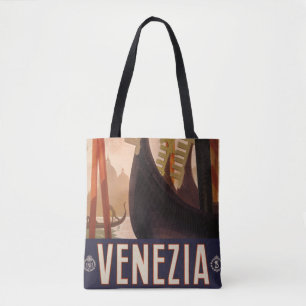 Tote Bag Affiche Vintage voyage Montrant Un Canal À Venise