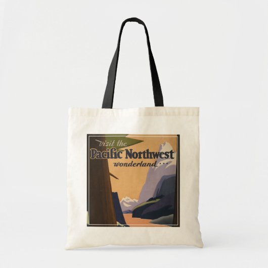 Tote Bag Affiche Vintage voyage Vue Montagne (Devant)