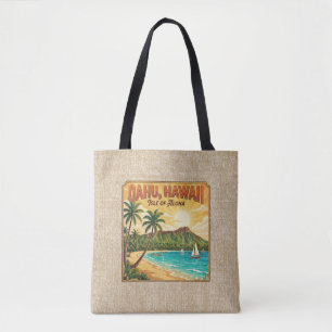 Tote Bag Affiches de voyage hawaïennes vintage - Oahu réver