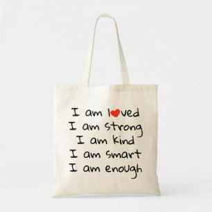 Tote Bag Affirmations Typographie cardiaque Rouge Noir