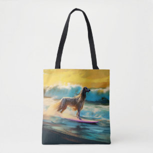 Tote Bag Afghan Hound Beach Surf Peinture