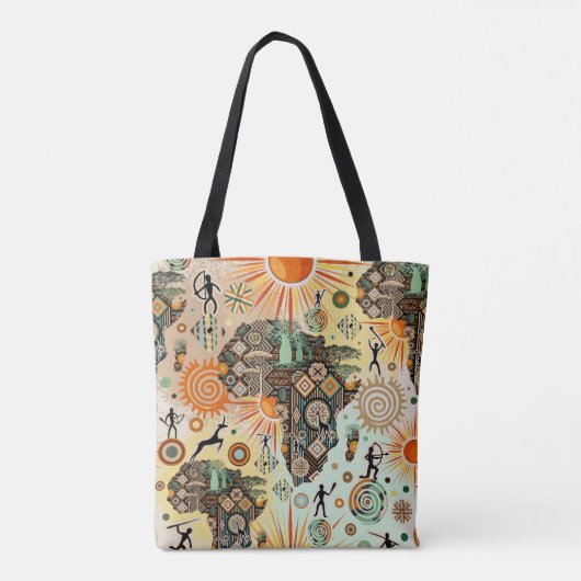 Tote Bag Africa Map Decorative Tribal Elements Pattern (Dos)