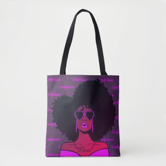 Tote Bag Africain Noir Naturel Afro Femme de Cheveux (Devant)