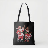 Tote Bag African Père Noël Mme Claus Dansant Noël américain (Devant)