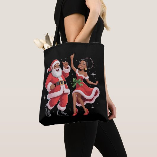 Tote Bag African Père Noël Mme Claus Dansant Noël américain (De près)