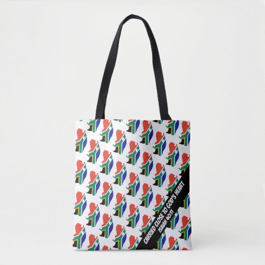 Tote Bag AFRIQUE DU SUD DRAPEAU Écriture chrétienne CUSTOM (Devant)