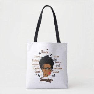 Tote Bag Afro Enseignant Femme noire Enseignante Africaine