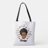 Tote Bag Afro Enseignant Femme noire Enseignante Africaine  (Dos)
