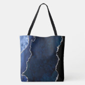 Tote Bag Agate de marbre bleu marine et argenté (Dos)
