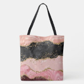 Tote Bag Agate de séquences noir et rose (Dos)