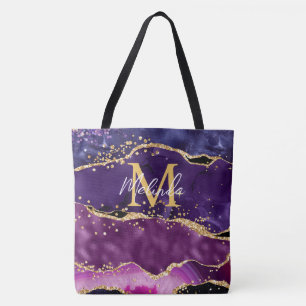 Tote Bag Agate des séquences de Parties scintillant violet