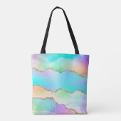 Tote Bag Agate Holo | Faux Iridescente Pastel Ombre Marble (Dos)